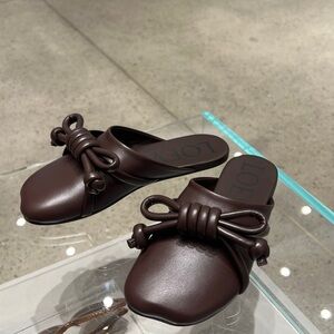 Loewe Chocolate Brown Knotted Leather Mules